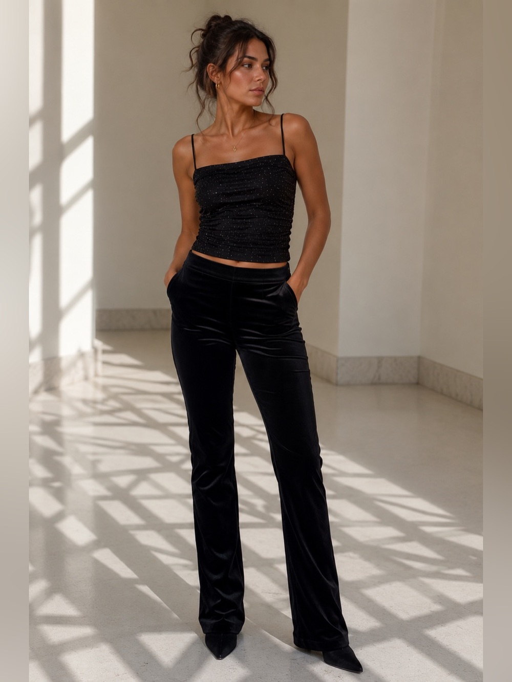 CAVALLI JEANS Black Stretch Velvet Pants